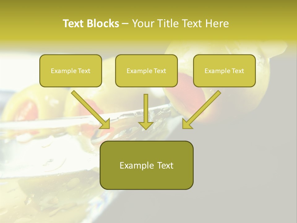 Martini With Olives Isolated On Black Focus On Rim Of Glass. Very Shallow Depth Of Field. PowerPoint Template