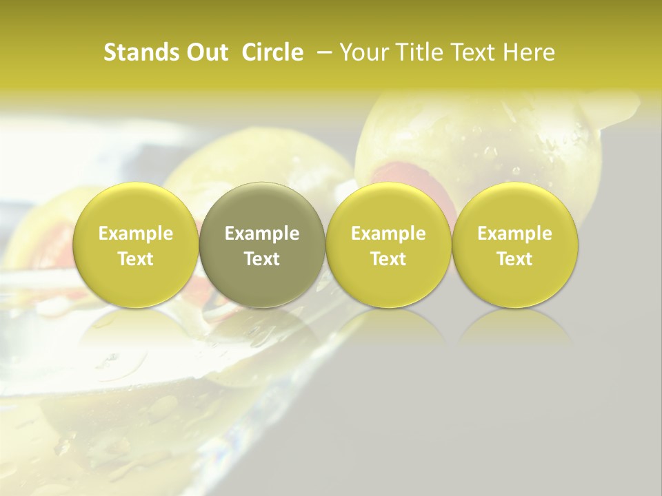 Martini With Olives Isolated On Black Focus On Rim Of Glass. Very Shallow Depth Of Field. PowerPoint Template