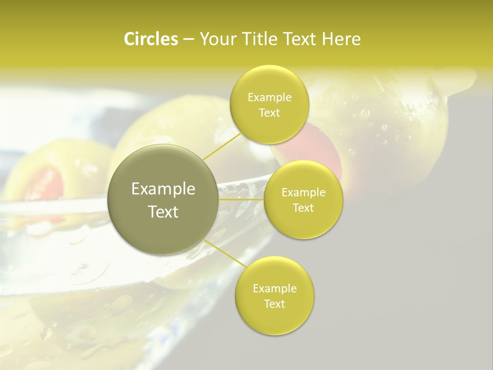 Martini With Olives Isolated On Black Focus On Rim Of Glass. Very Shallow Depth Of Field. PowerPoint Template