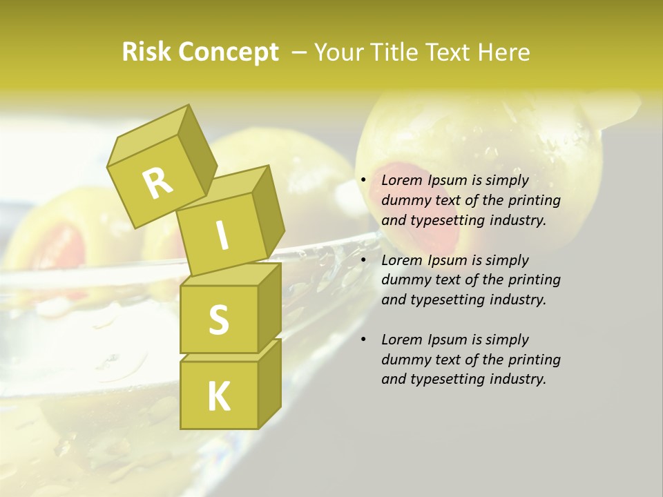 Martini With Olives Isolated On Black Focus On Rim Of Glass. Very Shallow Depth Of Field. PowerPoint Template