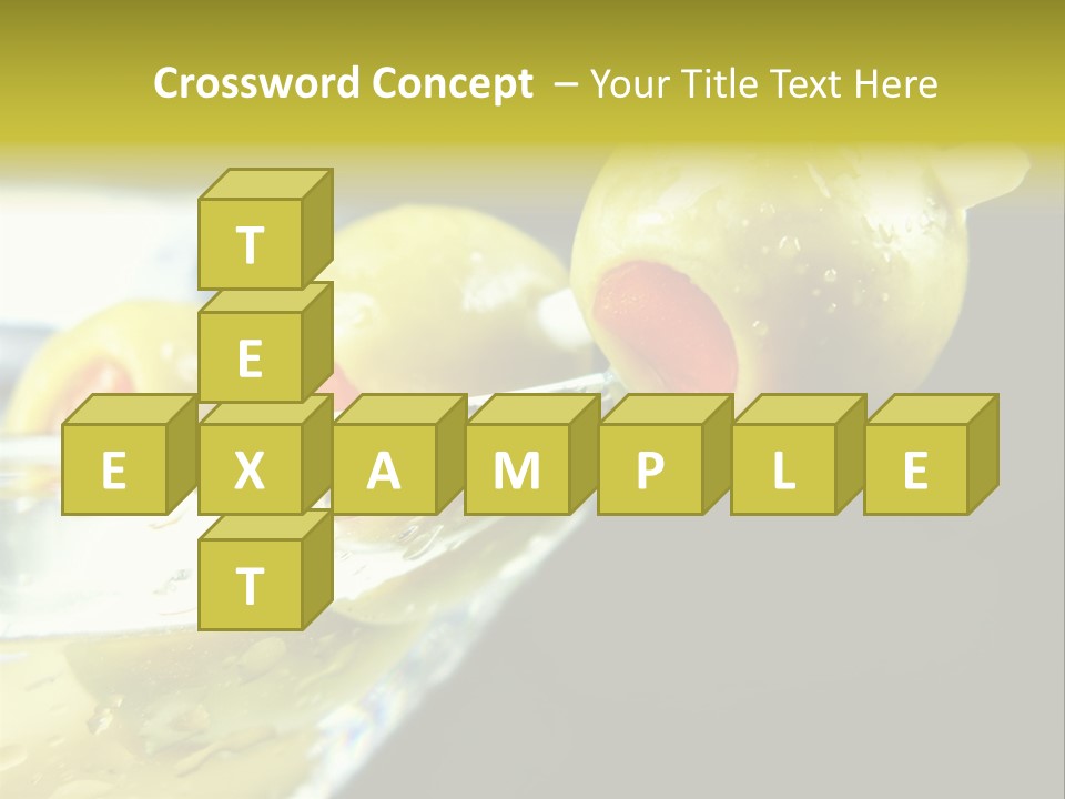 Martini With Olives Isolated On Black Focus On Rim Of Glass. Very Shallow Depth Of Field. PowerPoint Template