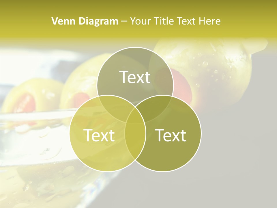 Martini With Olives Isolated On Black Focus On Rim Of Glass. Very Shallow Depth Of Field. PowerPoint Template