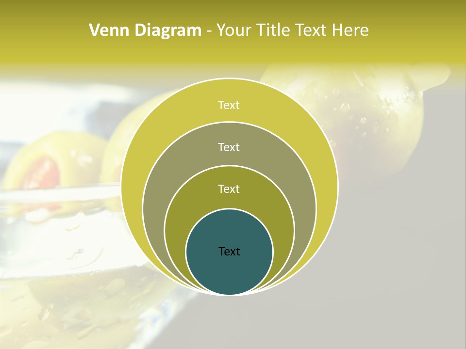 Martini With Olives Isolated On Black Focus On Rim Of Glass. Very Shallow Depth Of Field. PowerPoint Template