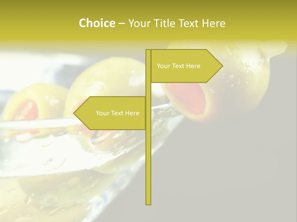 Martini With Olives Isolated On Black Focus On Rim Of Glass. Very Shallow Depth Of Field. PowerPoint Template