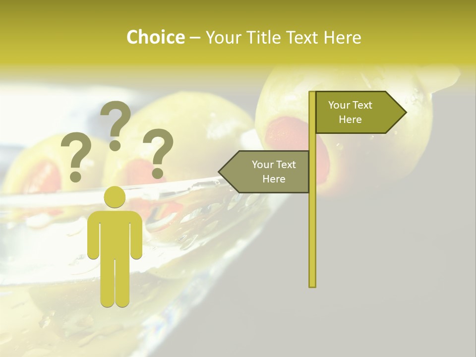 Martini With Olives Isolated On Black Focus On Rim Of Glass. Very Shallow Depth Of Field. PowerPoint Template