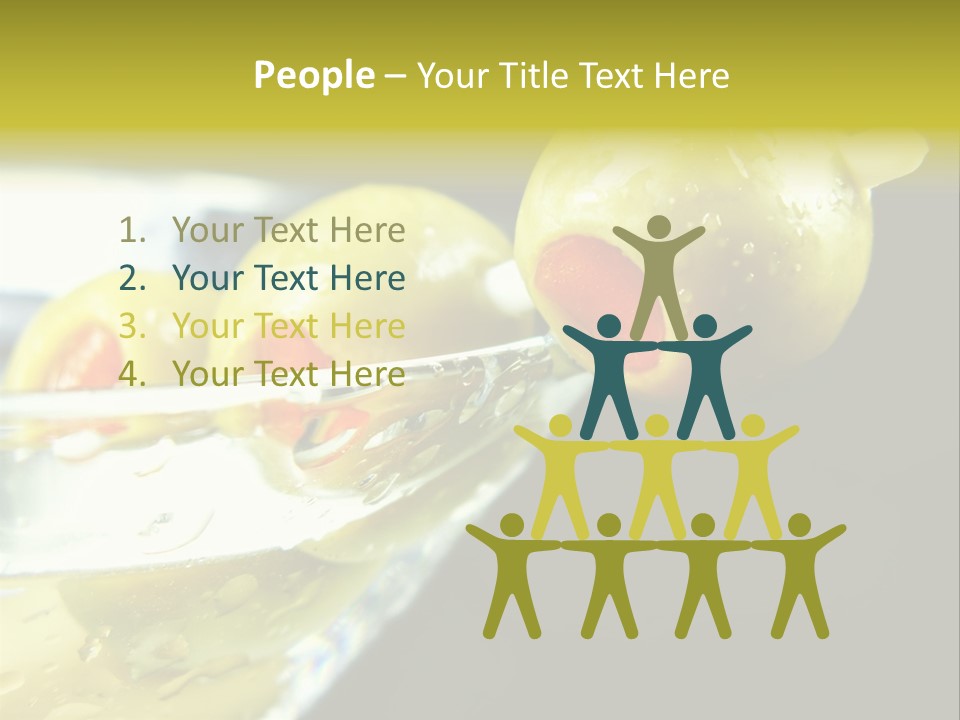 Martini With Olives Isolated On Black Focus On Rim Of Glass. Very Shallow Depth Of Field. PowerPoint Template