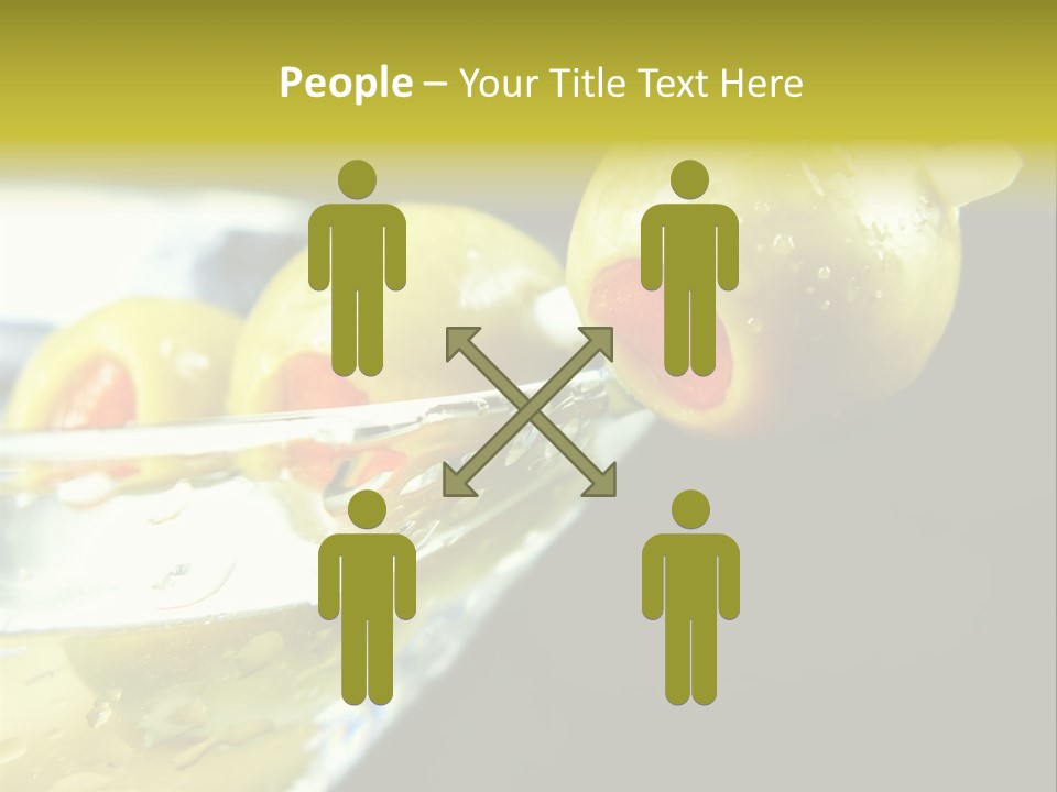 Martini With Olives Isolated On Black Focus On Rim Of Glass. Very Shallow Depth Of Field. PowerPoint Template