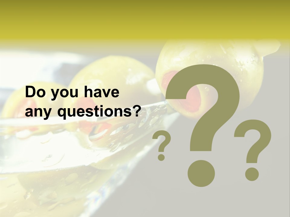 Martini With Olives Isolated On Black Focus On Rim Of Glass. Very Shallow Depth Of Field. PowerPoint Template