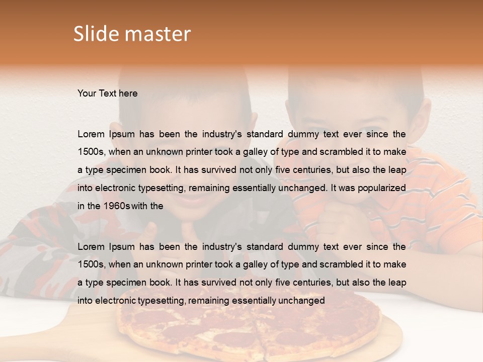 Brothers Ready To Eat A Pepperoni Pizza PowerPoint Template