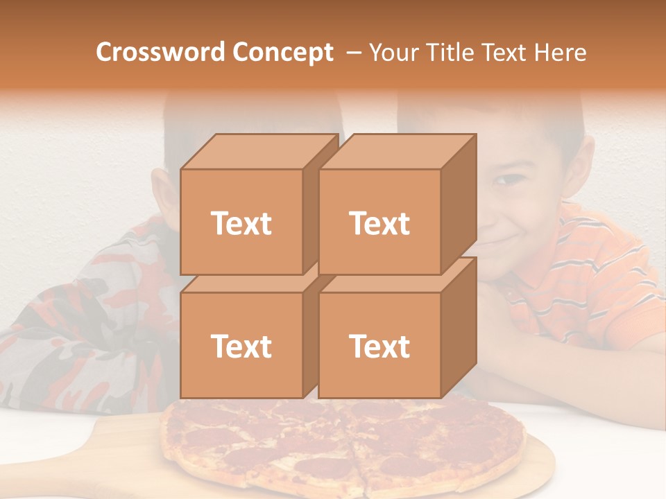 Brothers Ready To Eat A Pepperoni Pizza PowerPoint Template