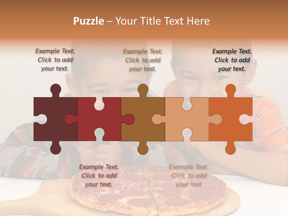 Brothers Ready To Eat A Pepperoni Pizza PowerPoint Template