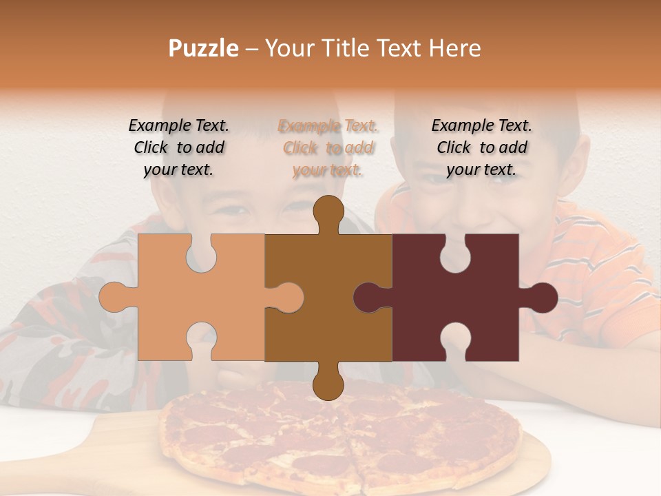 Brothers Ready To Eat A Pepperoni Pizza PowerPoint Template