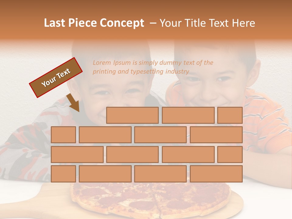 Brothers Ready To Eat A Pepperoni Pizza PowerPoint Template