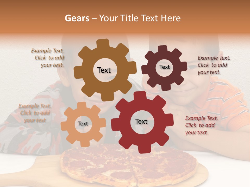 Brothers Ready To Eat A Pepperoni Pizza PowerPoint Template