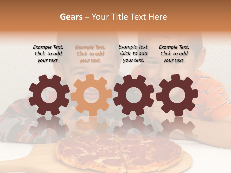 Brothers Ready To Eat A Pepperoni Pizza PowerPoint Template