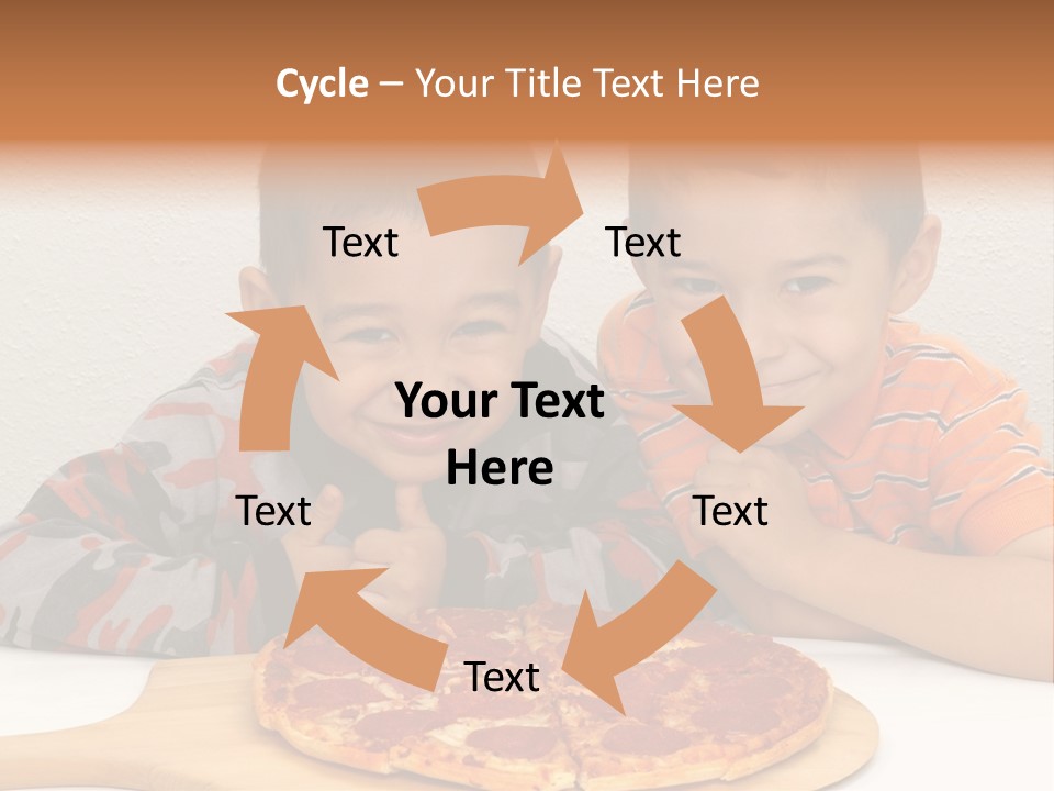 Brothers Ready To Eat A Pepperoni Pizza PowerPoint Template
