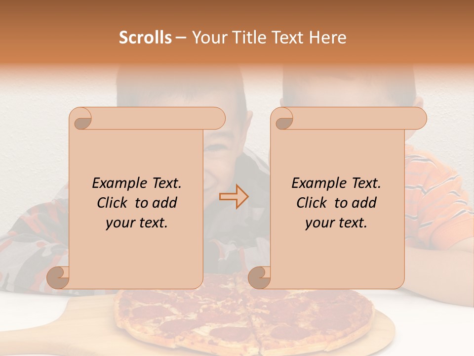 Brothers Ready To Eat A Pepperoni Pizza PowerPoint Template