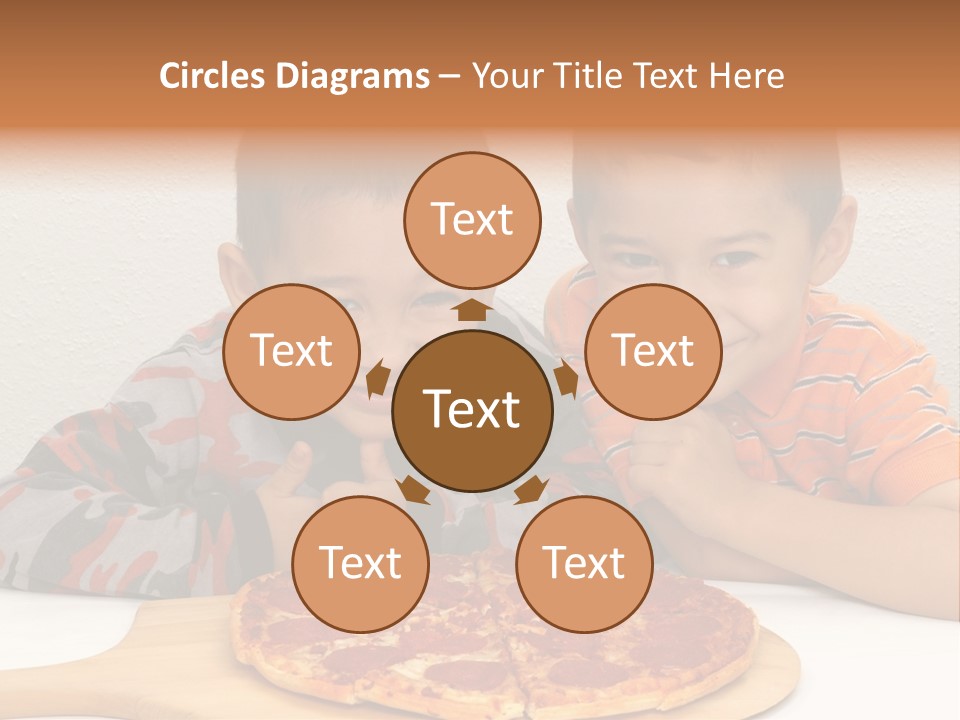 Brothers Ready To Eat A Pepperoni Pizza PowerPoint Template