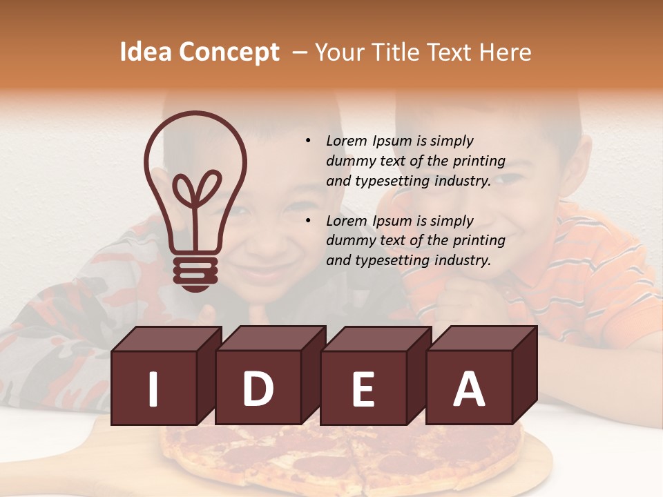 Brothers Ready To Eat A Pepperoni Pizza PowerPoint Template