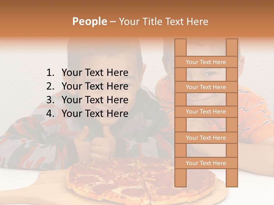 Brothers Ready To Eat A Pepperoni Pizza PowerPoint Template