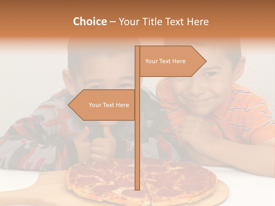 Brothers Ready To Eat A Pepperoni Pizza PowerPoint Template