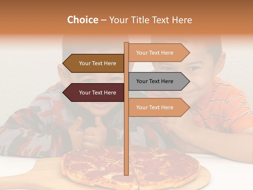 Brothers Ready To Eat A Pepperoni Pizza PowerPoint Template