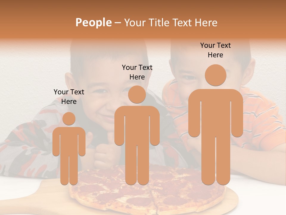 Brothers Ready To Eat A Pepperoni Pizza PowerPoint Template