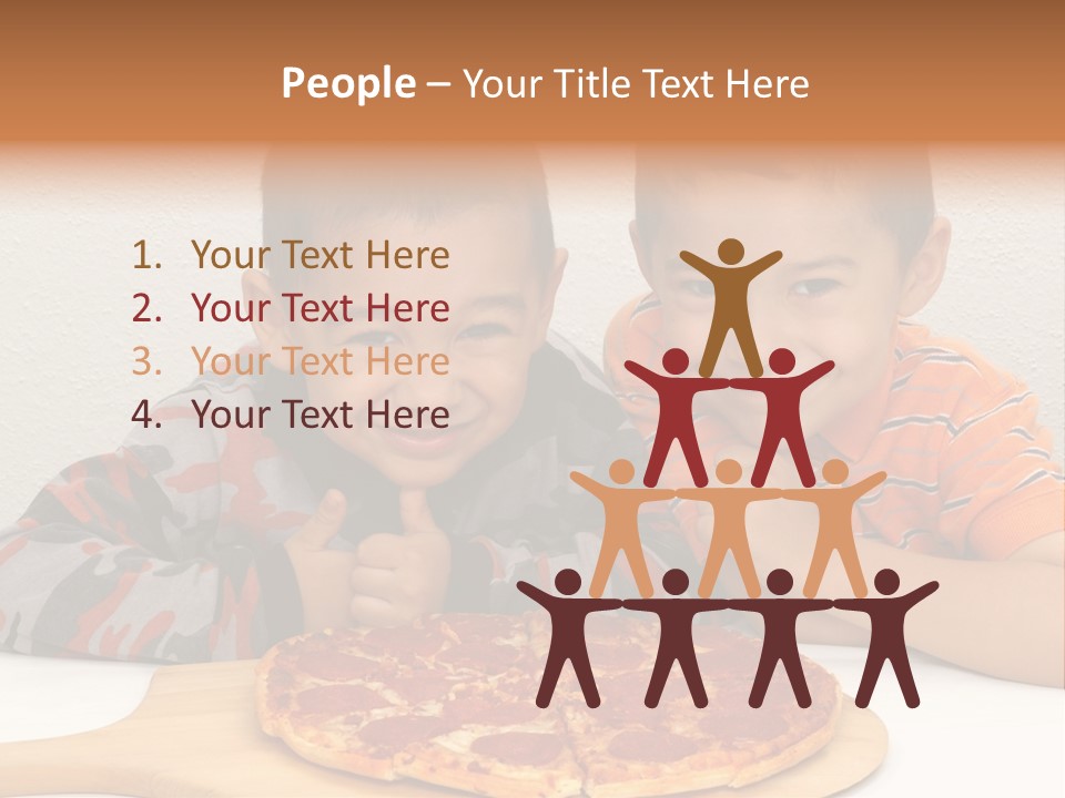Brothers Ready To Eat A Pepperoni Pizza PowerPoint Template