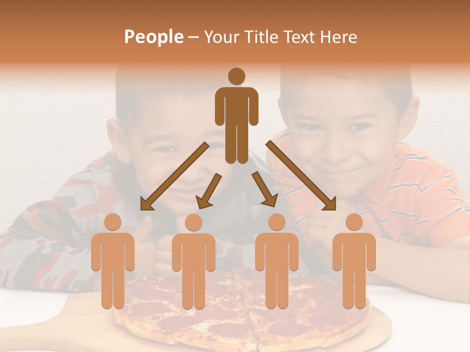 Brothers Ready To Eat A Pepperoni Pizza PowerPoint Template
