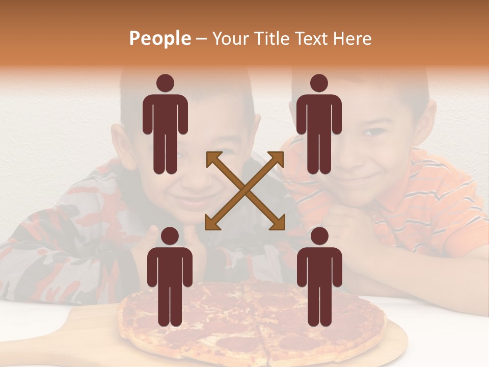 Brothers Ready To Eat A Pepperoni Pizza PowerPoint Template