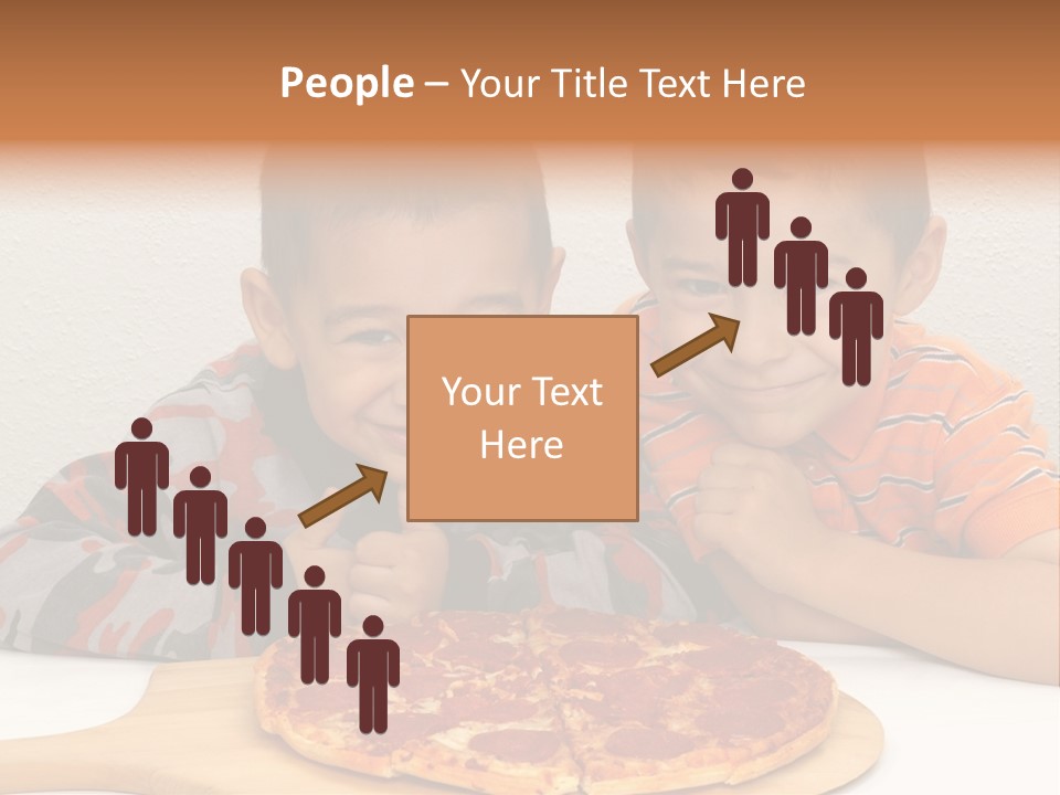 Brothers Ready To Eat A Pepperoni Pizza PowerPoint Template