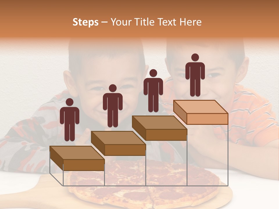 Brothers Ready To Eat A Pepperoni Pizza PowerPoint Template