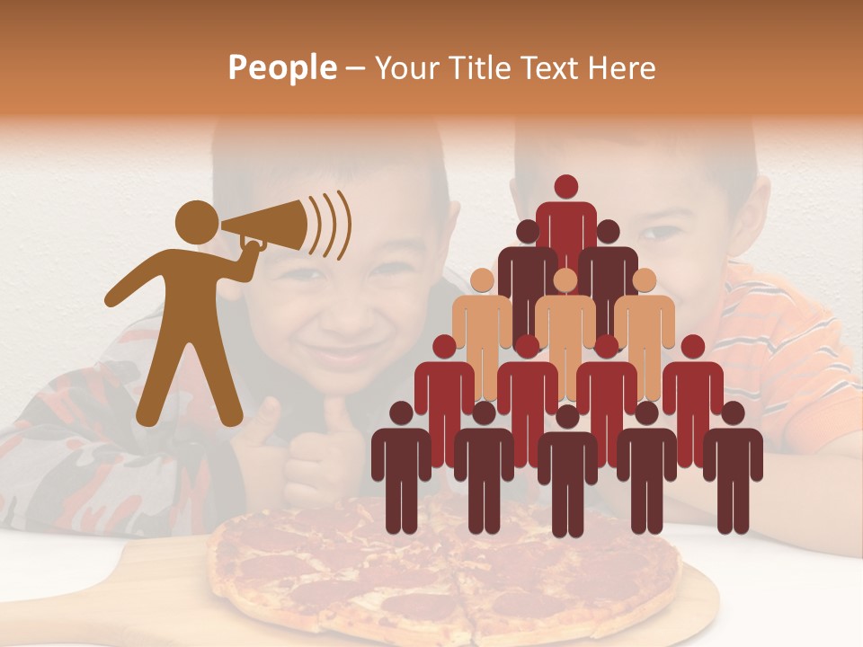 Brothers Ready To Eat A Pepperoni Pizza PowerPoint Template