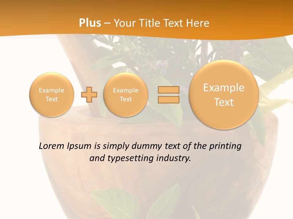 Healing Herbs And Edible Flowers (Hand Carved Olive Tree Mortar And Pestle) PowerPoint Template