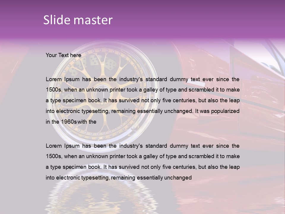 Red Car With Gold Wheels PowerPoint Template