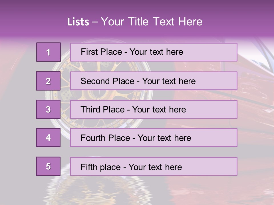 Red Car With Gold Wheels PowerPoint Template