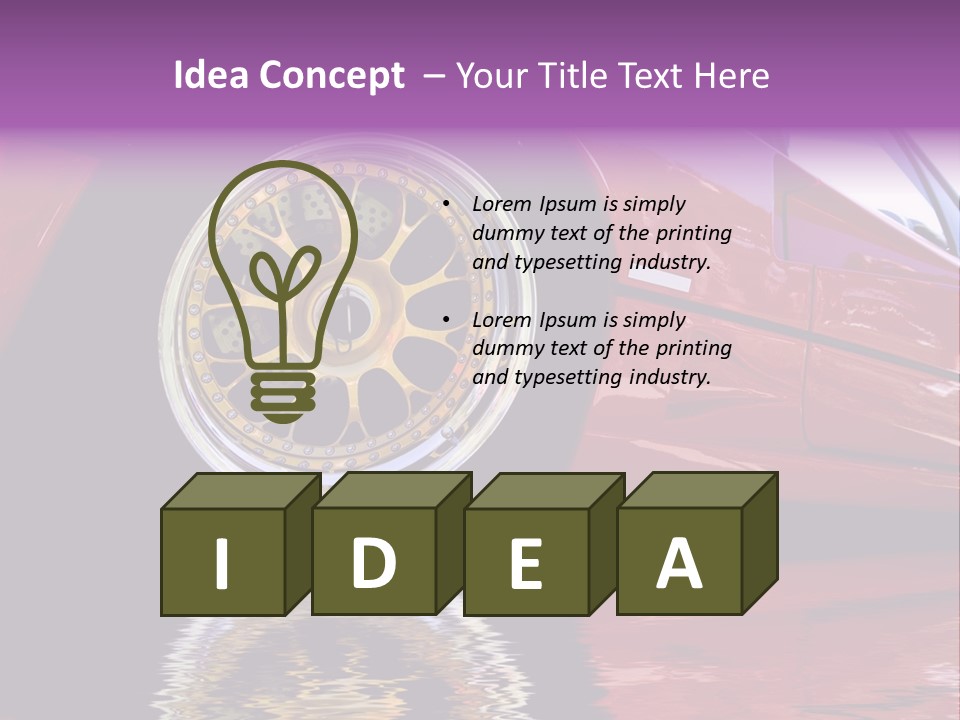 Red Car With Gold Wheels PowerPoint Template