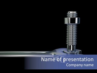 A Wrench And A Bolt On Black Background - 3D Render PowerPoint Template