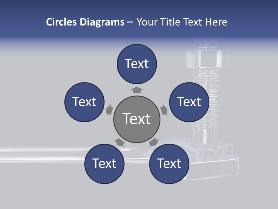 A Wrench And A Bolt On Black Background - 3D Render PowerPoint Template