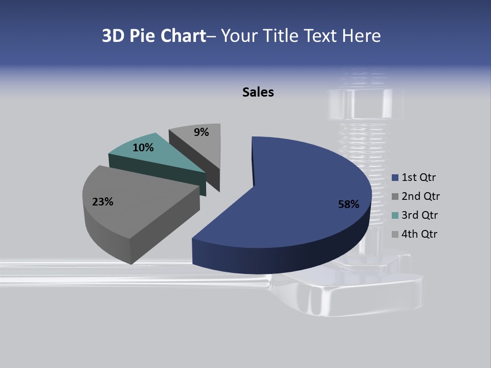 A Wrench And A Bolt On Black Background - 3D Render PowerPoint Template