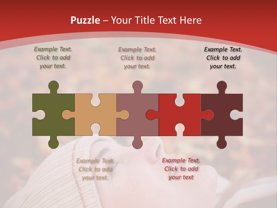 Young Woman Lying In The Fall Leaves PowerPoint Template