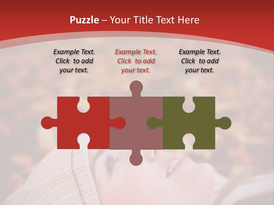 Young Woman Lying In The Fall Leaves PowerPoint Template