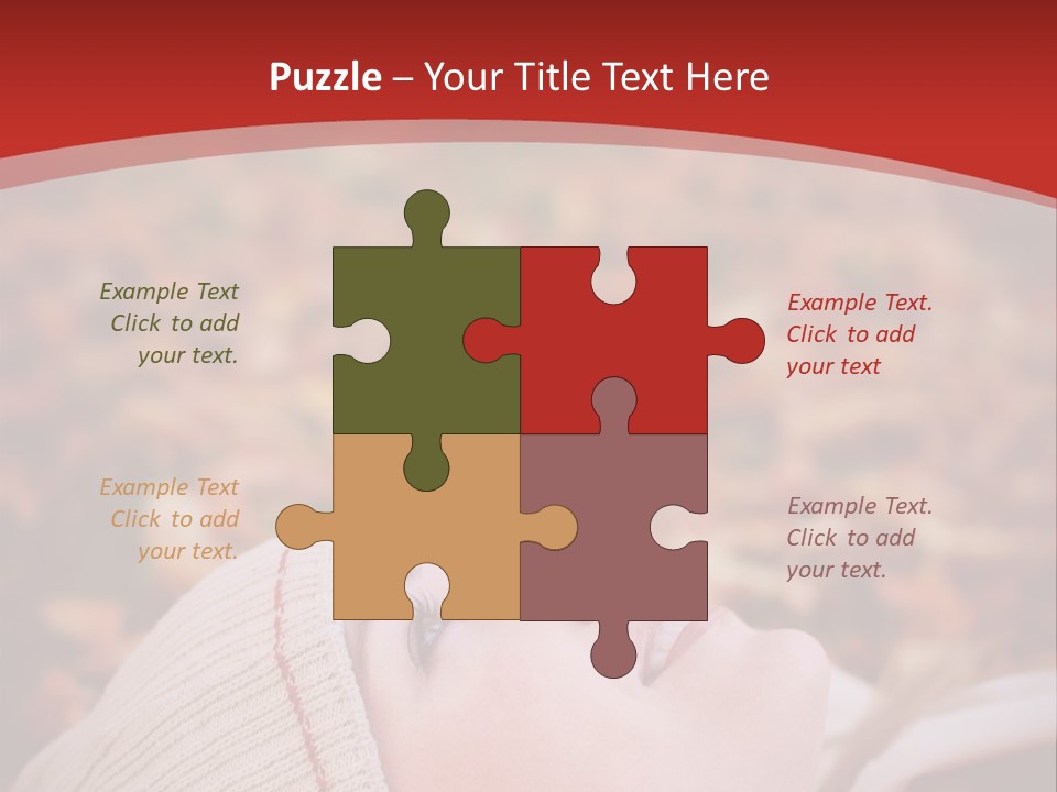 Young Woman Lying In The Fall Leaves PowerPoint Template