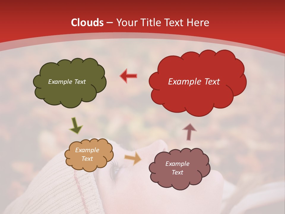 Young Woman Lying In The Fall Leaves PowerPoint Template