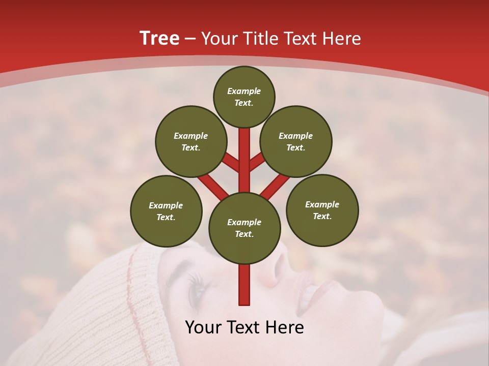 Young Woman Lying In The Fall Leaves PowerPoint Template