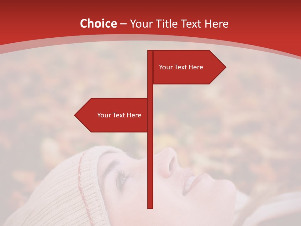 Young Woman Lying In The Fall Leaves PowerPoint Template