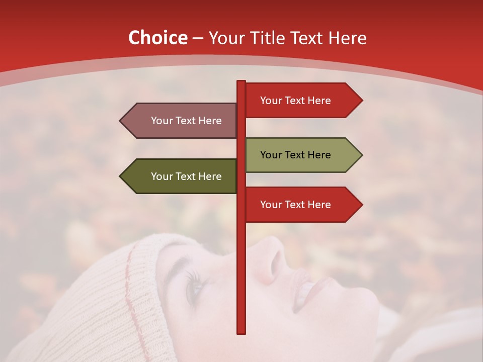 Young Woman Lying In The Fall Leaves PowerPoint Template