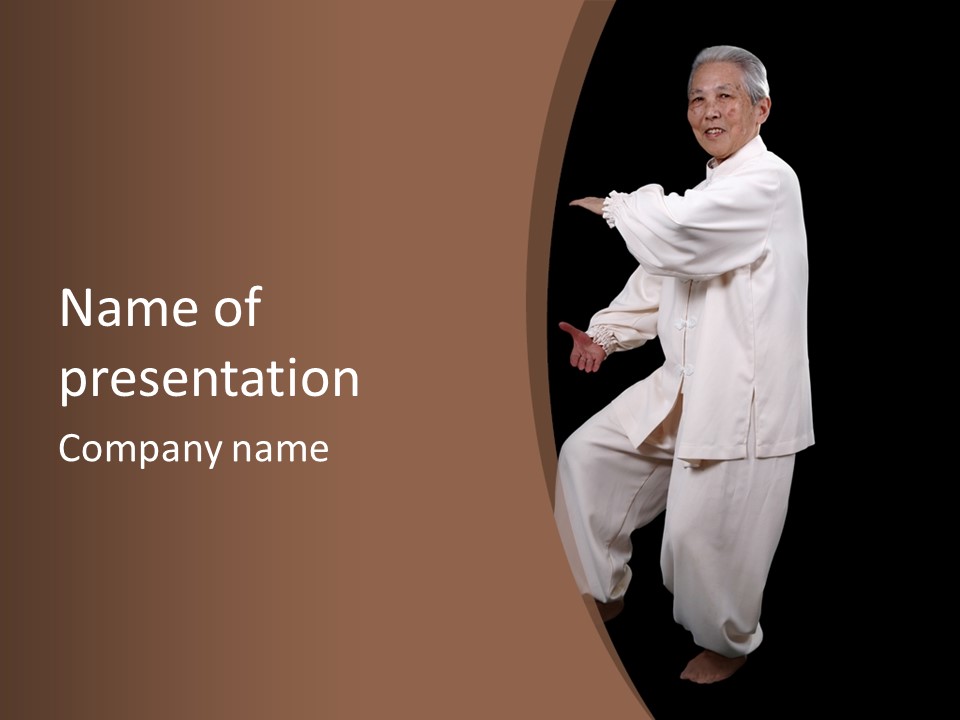 Chinese Elderly Performing Tai Chi Isolated PowerPoint Template