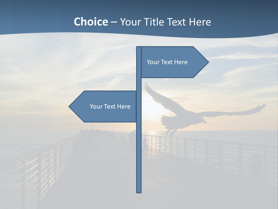 A Seagull Flies Over A Fishing Pier At Sunset In Hermosa Beach,California PowerPoint Template