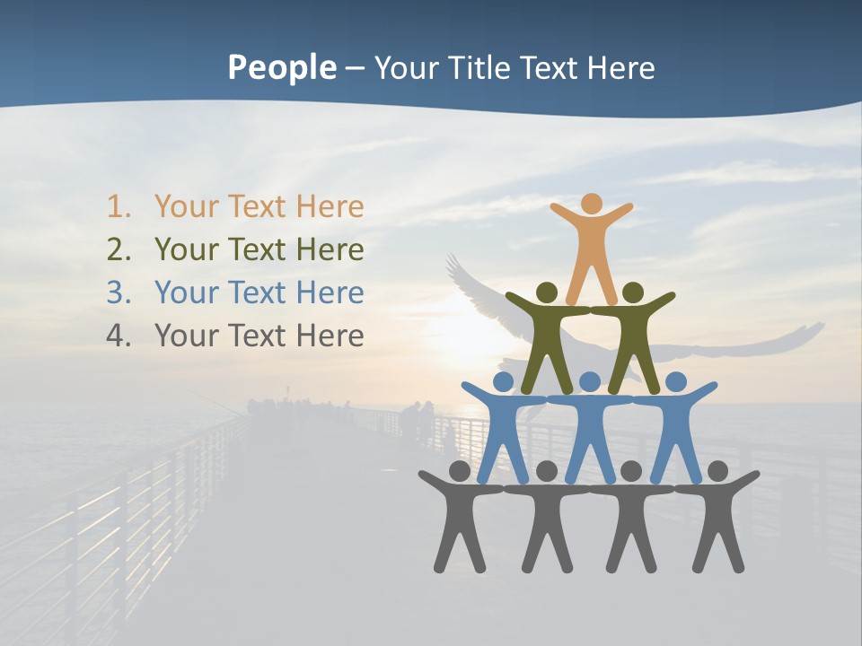 A Seagull Flies Over A Fishing Pier At Sunset In Hermosa Beach,California PowerPoint Template